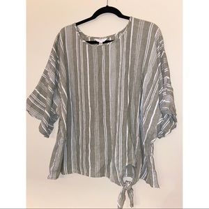 Olive Green & White Stripe Shirt